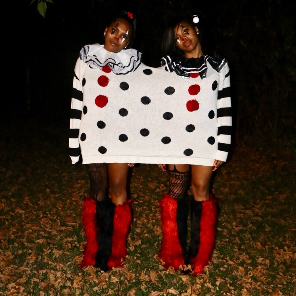 Unique Black and White Polka Dot Double Sweater Double the trouble costume